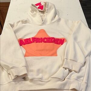 Aelfric Eden Cream Hoodie with Pink and Orange Accents